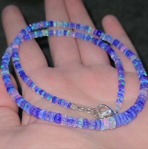 ***SOLD***Natural Periwinkle Blue Ethiopian Welo Opal Necklace